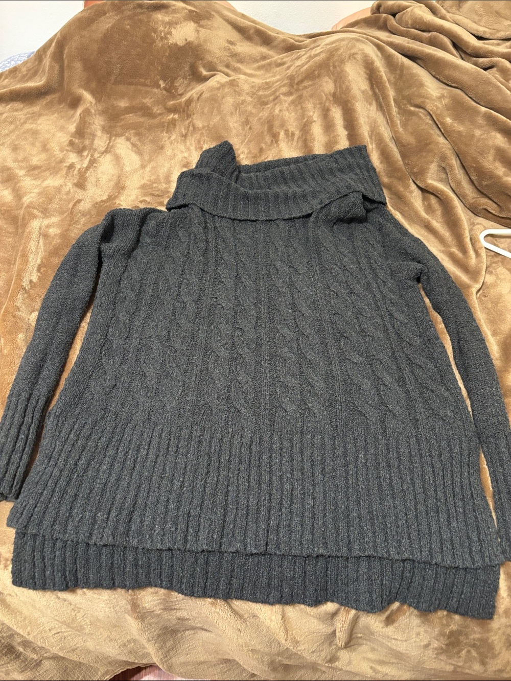 Mossimo Supply Co. Charcoal Cable Knit Cowl Neck Sweater